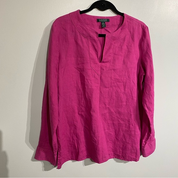 Lauren Ralph Lauren Linen blouse fushia pink - Picture 1 of 14